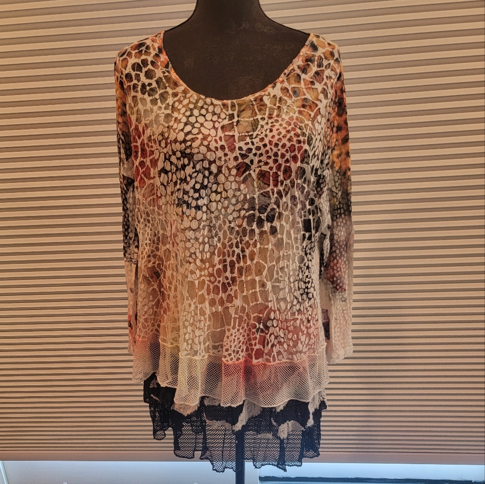 Multicolor Animal Print Burnout Top XL